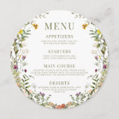 カラフルお洒落ワイルドフラワーメニューカードプレート メニュー (正面)