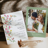 カラフルお洒落ワイルドフラワー結婚童話 招待状