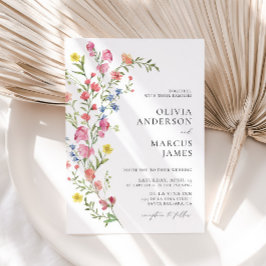 カラフルお洒落ワイルドフラワー結婚童話 招待状