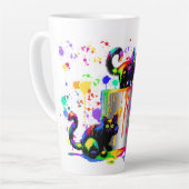 カラフルお洒落色彩の鮮やか猫 カフェラテマグ (左アングル)