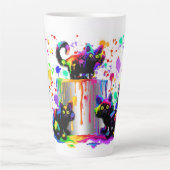 カラフルお洒落色彩の鮮やか猫 カフェラテマグ (正面)