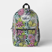 カラフルお洒落花と離れ植物学科 プリントバックパック (正面)