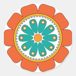 カラフルお洒落花 ラウンドシール