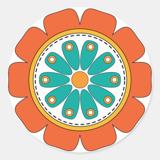 カラフルお洒落花 ラウンドシール (正面)