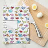 カラフルお洒落鳥 キッチンタオル (四つ折り)