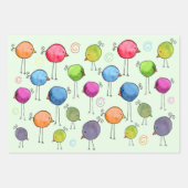 カラフルお洒落鳥 ラッピングペーパーシート (正面2)