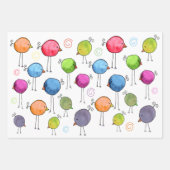 カラフルお洒落鳥 ラッピングペーパーシート (正面)