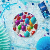 カラフルお祝いバルーンデザイン ペーパープレート (パーティー)