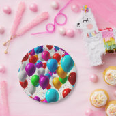 カラフルお祝いバルーンデザイン ペーパープレート (パーティー)