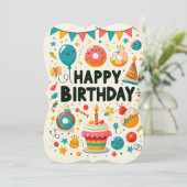 カラフルお祝い招待状-はっきりしたタイポグラフィ (スタンド正面)