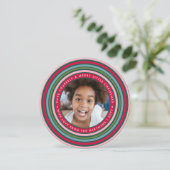 カラフルお祝い | 2枚の写真 |ピンク シーズンカード (スタンド正面)