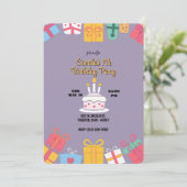 カラフルお誕生日ケーキ 招待状 (スタンド正面)