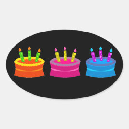 カラフルお誕生日ケーキ 楕円形シール