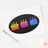 カラフルお誕生日ケーキ 楕円形シール (封筒)
