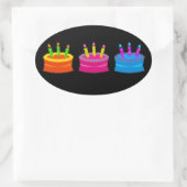 カラフルお誕生日ケーキ 楕円形シール (バッグ)