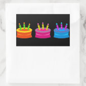 カラフルお誕生日ケーキ 長方形シール (バッグ)