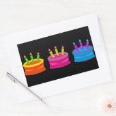 カラフルお誕生日ケーキ 長方形シール (封筒)