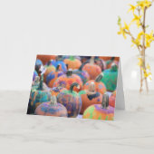 カラフルかぼちゃ写真用ハロウィーン カード (黄色い花)