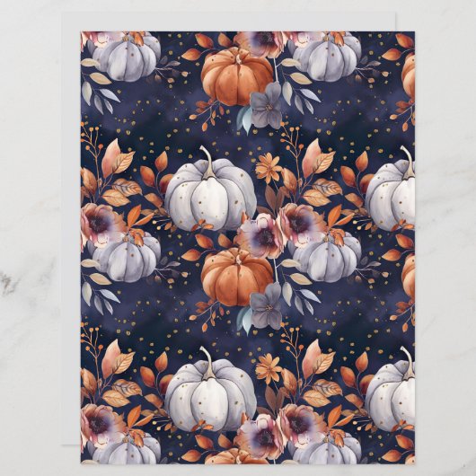 カラフルかぼちゃ秋柄スクラップブック紙 (正面/裏面)