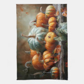 カラフルかぼちゃ離れとヴィンテージ キッチンタオル (縦)