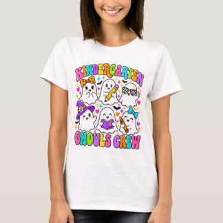 カラフルかわいいおばけの幼稚園鬼クルー Tシャツ