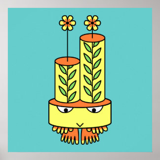 カラフルかわいいかわいいキャラクターのポスター ポスター