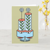 カラフルかわいいのキャラクターグリーティングカード カード (黄色い花)