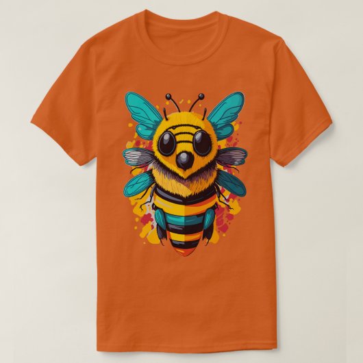 カラフルかわいいビー顔 鮮やか Tシャツ (デザイン正面)