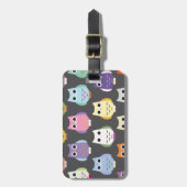 カラフルかわいいフクロウ ラゲッジタグ (正面縦)