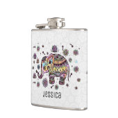 カラフルかわいいフローラゾウイラストレーション フラスク (左)