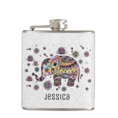 カラフルかわいいフローラゾウイラストレーション フラスク (正面)