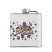 カラフルかわいいフローラゾウイラストレーション フラスク (裏面)