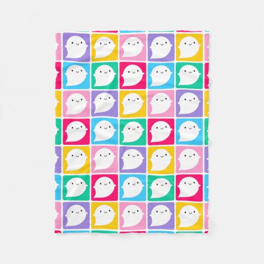 カラフルかわいいリトル幽霊 フリースブランケット (正面)
