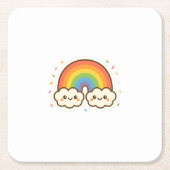 カラフルかわいいレインボープライド スクエアペーパーコースター (正面)