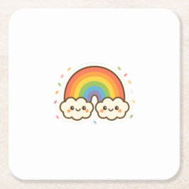 カラフルかわいいレインボープライド スクエアペーパーコースター