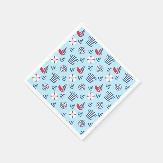カラフルかわいい帆船アンカー海事党 スタンダードカクテルナプキン (角)
