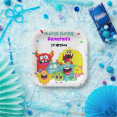 カラフルかわいい楽しいモンスターバースデーパーティースクエア ペーパープレート (パーティー)