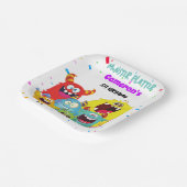カラフルかわいい楽しいモンスターバースデーパーティースクエア ペーパープレート (傾斜あり)