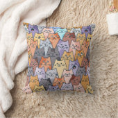 カラフルかわいい猫の群れパターン ファンタジー猫の顔 クッション (ブランケット)
