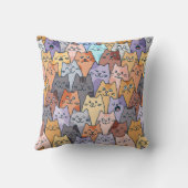 カラフルかわいい猫の群れパターン ファンタジー猫の顔 クッション (裏面)