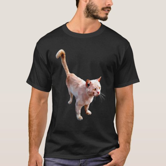 カラフルかわいい猫グラフィック Tシャツ (正面)