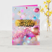 カラフルかわいいY2Kハッピーバースデー♡ カード (黄色い花)