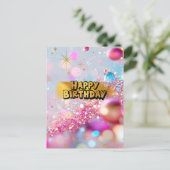 カラフルかわいいY2Kハッピーバースデー♡ ポストカード (スタンド正面)