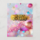 カラフルかわいいY2Kハッピーバースデー♡ ポストカード (正面)
