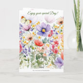 カラフルかわいらしサマーフラワーシスター誕生日 カード (裏面)