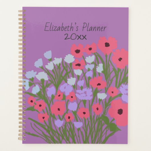 カラフルかわいらしフローラチャーム+名前をカスタムする プランナー手帳 (正面)