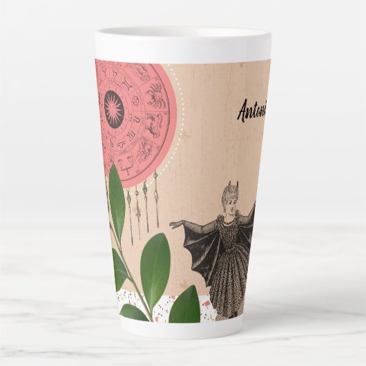 カラフルかわいらしモダンガーリーヴィンテージユニーク カフェラテマグ (正面)