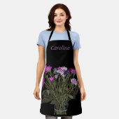 カラフルかわいらし春の花+名前をカスタムする エプロン (着用した状態)