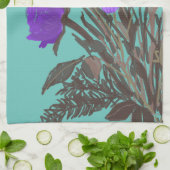 カラフルかわいらし春の花+名前をカスタムする キッチンタオル (折り畳み)