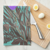 カラフルかわいらし春の花+名前をカスタムする キッチンタオル (四つ折り)